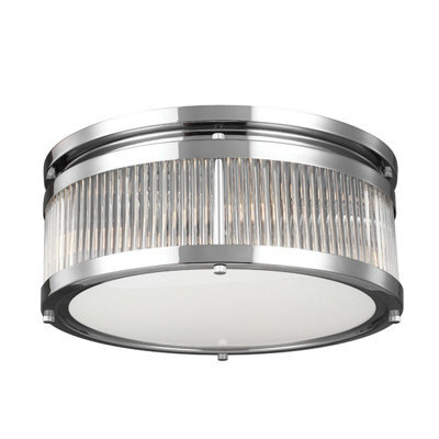 Stylish Ip44 4 Bulb Flush Light With Glass Tube And Chrome Finish
