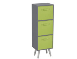Urbn-Living Grey 3-Tier 3-Drawer Cube Shelving Unit With Scandinavian Legs - thumbnail 1
