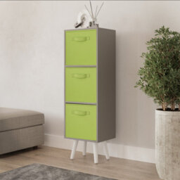 Urbn-Living Grey 3-Tier 3-Drawer Cube Shelving Unit With Scandinavian Legs - thumbnail 2