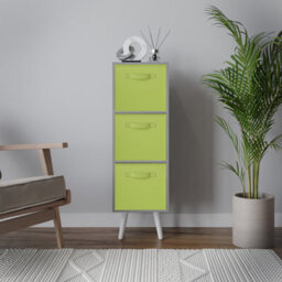 Urbn-Living Grey 3-Tier 3-Drawer Cube Shelving Unit With Scandinavian Legs - thumbnail 3