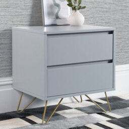 Sofia 2 Drawer Bedside Harbour Mist With Brass Steel Feet - thumbnail 2