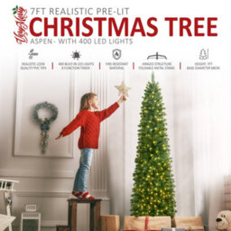 Verymerry 7Ft 'aspen' Slim Pencil Pre-Lit Christmas Tree With 400 Built-In Warm White Led Lights - thumbnail 2
