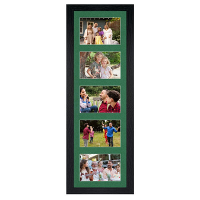 AK Frames 26X8 Black Modern Multi Photo Frame With Emerald Mount - Holds 5 Apertures (5X) 6X4 Photos - image 1