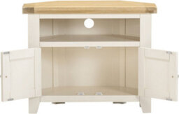 Seconique Windsor Corner Tv Unit Ivory With Oak Top Fully Assembled - thumbnail 4