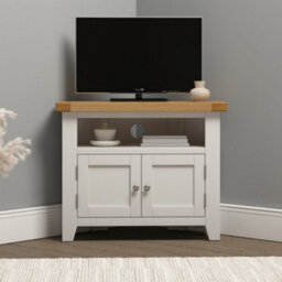 Seconique Windsor Corner Tv Unit Ivory With Oak Top Fully Assembled - thumbnail 1