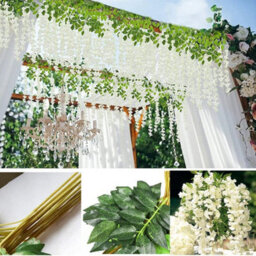 12Pcs Artificial Fake Hanging Silk Flowers Wisteria Vine Plant Garden Home Decor - thumbnail 4
