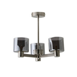 Valuelights Demi Brushed Chrome And Smoked Glass 3 Arm Chandelier Ceiling Light - thumbnail 2