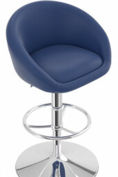 Lombardo Bar Stool Height Adjustable Navy Blue Padded Seat - thumbnail 2