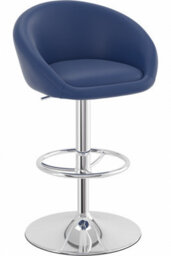 Lombardo Bar Stool Height Adjustable Navy Blue Padded Seat - thumbnail 1