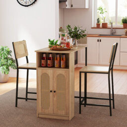 Costway 3-Piece Bar Table And Chairs Set Counter Height Kitchen Table With 2 Bar Stools - thumbnail 9