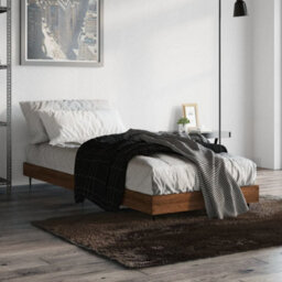 Berkfield Bed Frame Brown Oak 75X190 Cm 2Ft6 Small Single Engineered Wood - thumbnail 4