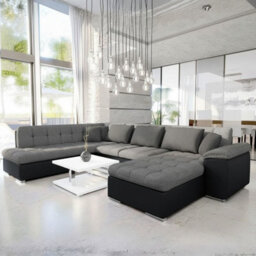 Niko Bis U Shaped Fold Out Corner Sofa Bed For Living Room With Storage Grey And Black Right