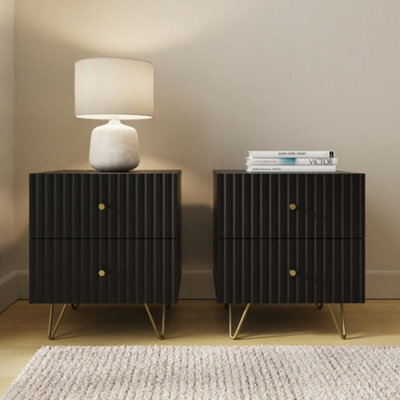 Gfw Thalia Ribbed 2 Drawer Bedside Table Pair - image 1