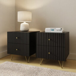 Gfw Thalia Ribbed 2 Drawer Bedside Table Pair - thumbnail 2