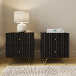 Gfw Thalia Ribbed 2 Drawer Bedside Table Pair