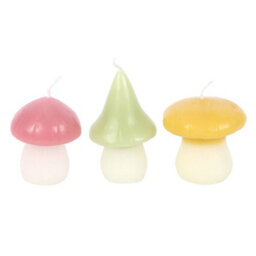 Something Different Mushroom Candles (Pack Of 3) Pink/yellow/sage Green/off White (One Size) - thumbnail 2