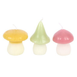 Something Different Mushroom Candles (Pack Of 3) Pink/yellow/sage Green/off White (One Size)