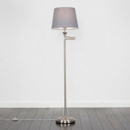 Valuelights Sinatra Adjustable Swing Arm Floor Lamp In Brushed Chrome Finish With Grey Light Shade - thumbnail 3
