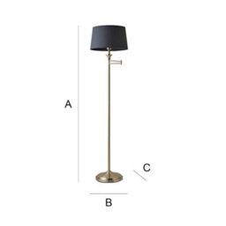 Valuelights Sinatra Adjustable Swing Arm Floor Lamp In Brushed Chrome Finish With Grey Light Shade - thumbnail 7