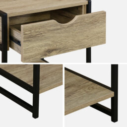 Sweeek - Pair Of Bedside Tables With Metal And Wood-Effect Loft Natural 40X40X50 Cm - thumbnail 6