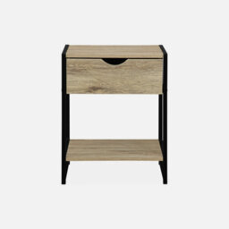Sweeek - Pair Of Bedside Tables With Metal And Wood-Effect Loft Natural 40X40X50 Cm - thumbnail 3