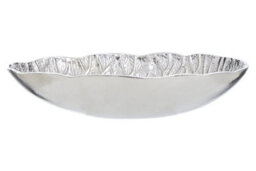 Orsina Elegant Silver Finish Lotus Leaf Bowl With Sculptural Design, Stylish Decorative Bowl For Displaying - thumbnail 1