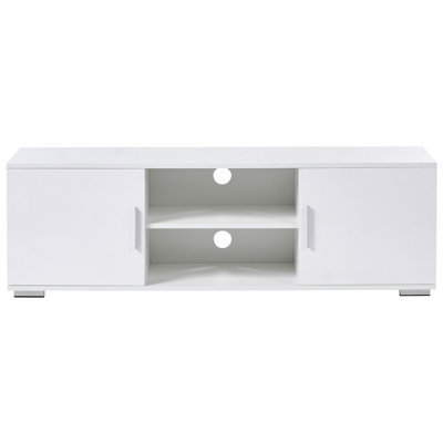Wyld and Coco Lumina Tv Stand - White Mdf Cabinet With Metal Legs And Cable Management, W140 X D40 X H42Cm - image 1