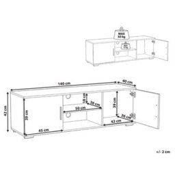 Wyld and Coco Lumina Tv Stand - White Mdf Cabinet With Metal Legs And Cable Management, W140 X D40 X H42Cm - thumbnail 4