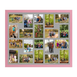 AK Frames 80X70Cm Pastel Pink Modern Multi Photo Frame With Silver Mount - Holds 20 Apertures (18X) 6X4, (2X) 4X4 Photos