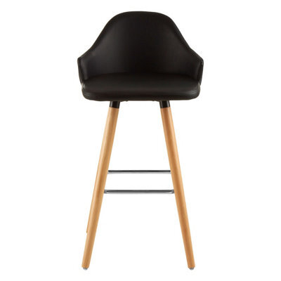 Orsina Black Curved Backrest Bar Stool, Comfortable Seating Faux Leather Bar Stool, Easy To Clean Kitchen Bar Stool - image 1