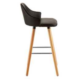 Orsina Black Curved Backrest Bar Stool, Comfortable Seating Faux Leather Bar Stool, Easy To Clean Kitchen Bar Stool - thumbnail 3