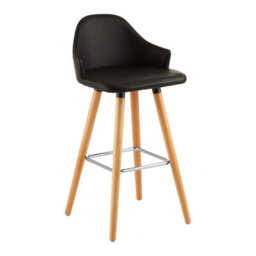 Orsina Black Curved Backrest Bar Stool, Comfortable Seating Faux Leather Bar Stool, Easy To Clean Kitchen Bar Stool - thumbnail 2
