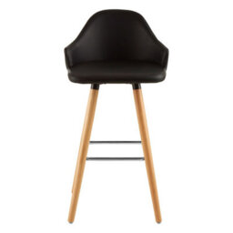 Orsina Black Curved Backrest Bar Stool, Comfortable Seating Faux Leather Bar Stool, Easy To Clean Kitchen Bar Stool - thumbnail 1