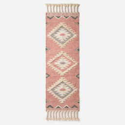 Homescapes Pali Pink Kilim Runner Wool Rug 66 X 200 Cm - thumbnail 2
