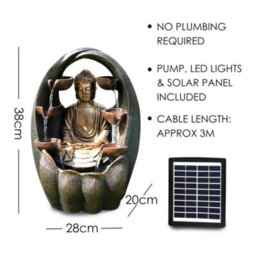 Golden Buddha Solar Water Fountain Feature - thumbnail 3