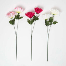 Homescapes Set Of 3 Artificial Pink & White Handcrafted Chrysanthemum Single Stems, 60 Cm - thumbnail 4