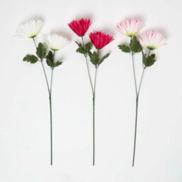 Homescapes Set Of 3 Artificial Pink & White Handcrafted Chrysanthemum Single Stems, 60 Cm - thumbnail 2