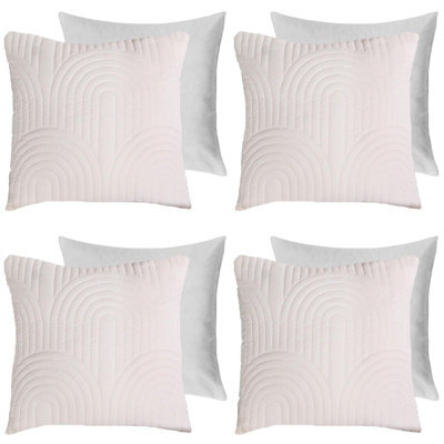 Ohs 4 Pack Arches Pinsonic Filled Cushion Covers, Cream - 45 X 45Cm