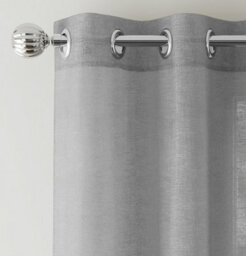 Tyrone Textiles Pair Of Crete Silver Luxury Linen Look Sheer Panels With Eyelet Header 137 Cm - thumbnail 2