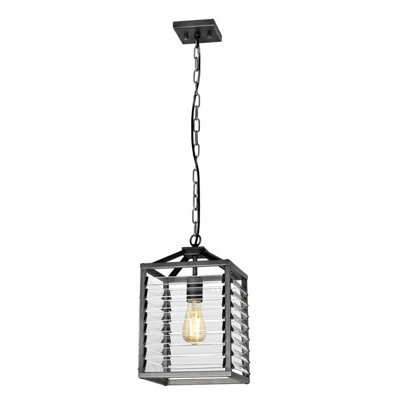 Luminosa Lighting Elstead Louvre 1 Light Pendant Gunmetal Paint Finish - image 1