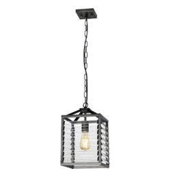 Luminosa Lighting Elstead Louvre 1 Light Pendant Gunmetal Paint Finish - thumbnail 1