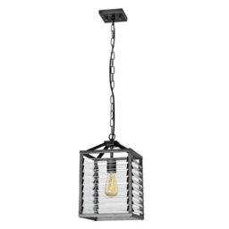 Luminosa Lighting Elstead Louvre 1 Light Pendant Gunmetal Paint Finish - thumbnail 2