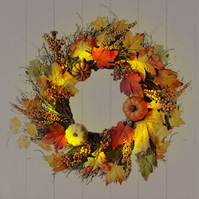Living And Home Battery Led Wreath For Front Home Door Wreath 60Cm - image 1
