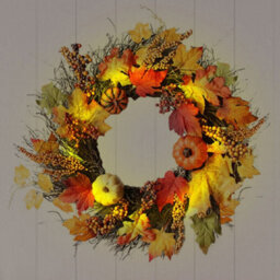 Living And Home Battery Led Wreath For Front Home Door Wreath 60Cm - thumbnail 1