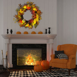 Living And Home Battery Led Wreath For Front Home Door Wreath 60Cm - thumbnail 3