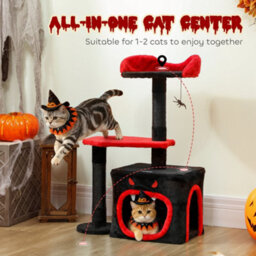 Pawhut Gothic Cat Tree With Scratching Posts, Black, Halloween - thumbnail 4