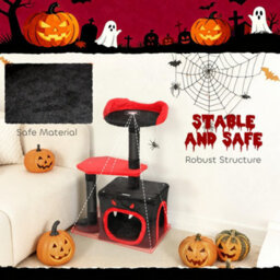 Pawhut Gothic Cat Tree With Scratching Posts, Black, Halloween - thumbnail 7