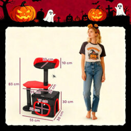 Pawhut Gothic Cat Tree With Scratching Posts, Black, Halloween - thumbnail 3