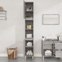 Berkfield Bathroom Cabinet Grey Sonoma 30X30X190 Cm Engineered Wood - thumbnail 3