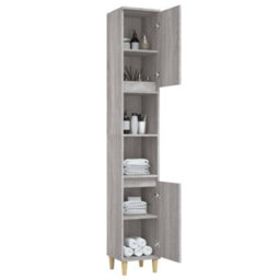 Berkfield Bathroom Cabinet Grey Sonoma 30X30X190 Cm Engineered Wood - thumbnail 5